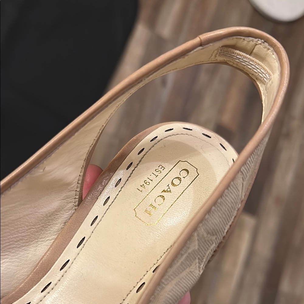 Coach Cynthia Elegant Beige Slingback Heels - Picture 3 of 4